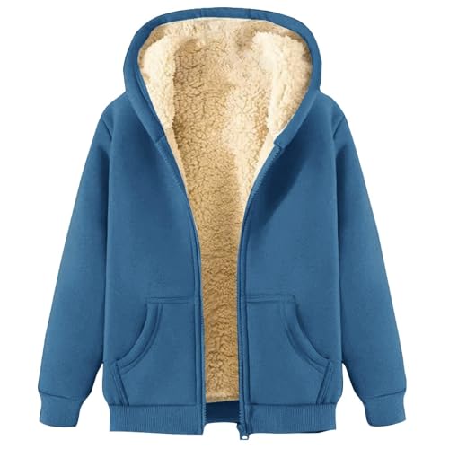 Zip Up Hoodie Women Plus Size Sherpa Fleece Lined Hooded Jacket